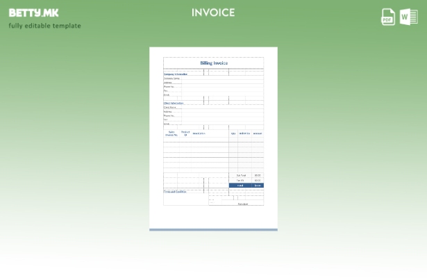 Шаблон за фактура за јадење во модерен стил